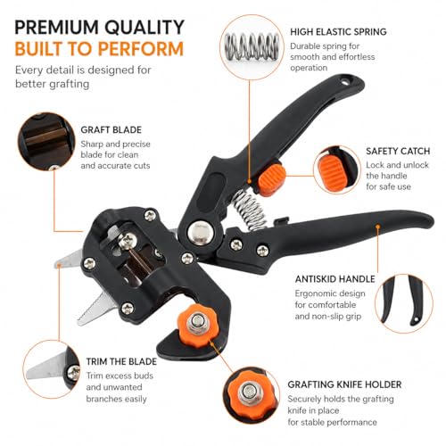 Image of Bypass Pruning Shears, Stainless Steel Blade, Yellow Handle, Garden Pruner with Safety Lock (1, GARDEN GRAFTING TOOL)