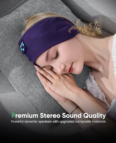 Image of Perytong 2 Pack Sleep Headphones Headband for Side Sleepers, Bluetooth Sleeping Headphones with Ultra-Thin Speakers, Wireless Sport Headband for Workout Running, Noise Reducing Sleep Headphones
