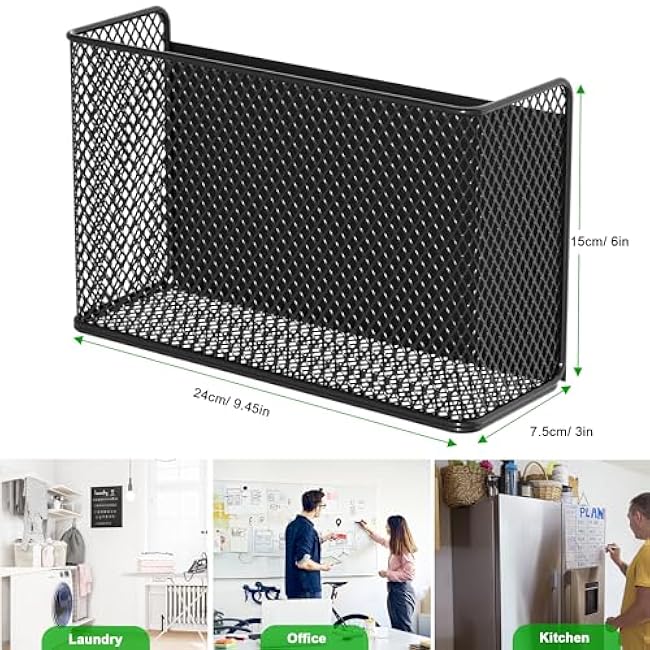 Magnetic Baskets Shelf Bins Organizer Holder Storage Rack Containers for Fridge, Whiteboard, Locker - Home Kitchen Laundry Office School