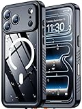 SPIDERCASE Magnetic for iPhone 17 Pro Max Case Waterproof, Built-in Screen & Camera Lens Protector[IP68 Underwater] [Military Grade Shockproof] Full Body Protection Phone Case, Black/Clear