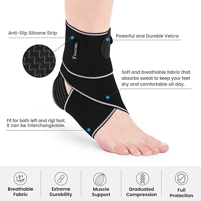 SASORI Ankle Support Brace Adjustable Compression Strap One Size Fits