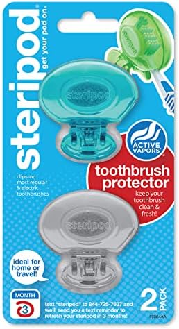 Amazon.com: Steripod Clip-on Toothbrush Protector, Green/Silver, 2 ...