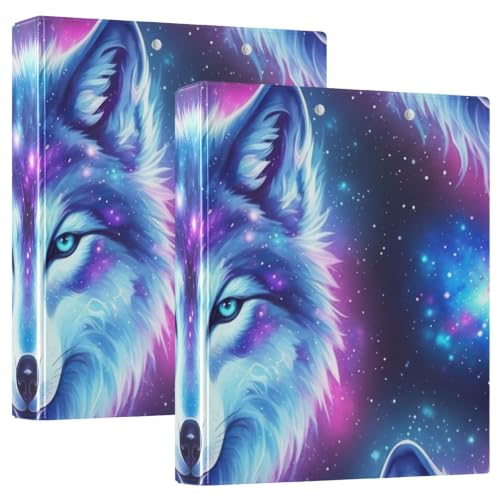 Classeur à 3 anneaux loup galaxie pour l'école et l'université ex2