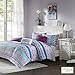 Intelligent Design Cozy Comforter Set Casual Boho Pieced Design, Modern All Season Bedding Set with Matching Sham, Decorative Pillow, Full/Queen, Joni Purple 5 Piece (ID10-1099)