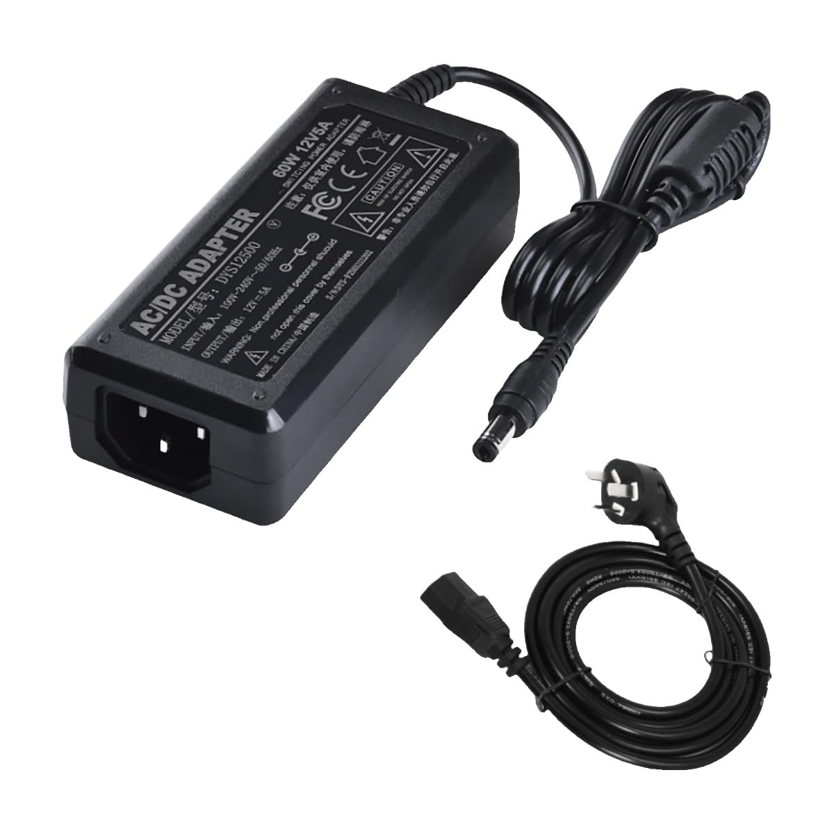 Adaptateur Secteur 12 V 5 A, Cordon d'alimentation, x 2, mm