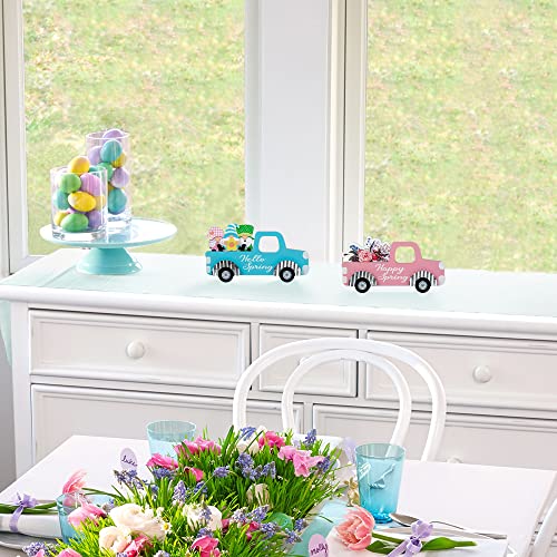 Hogardeck HGTD-256 Spring Decorations For Home, Hogardeck 2 Pcs Rustic Happy Spring Table Decor Wood Sign thumb #6