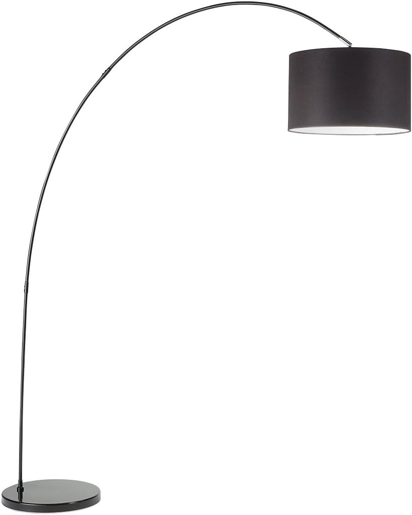 Arched floor lamp model 6304N Perenz This floor lamp is made with a white painted metal frame and black fabric lampshade