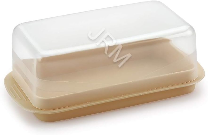 JRM's Plastic Butter Dish with Lid, Butter Keeper (Off-White)