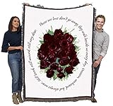 Pure Country Weavers Bundle of Red Roses Blanket - Those We Love Don't Go Away Blanket - Sympathy Bereavement Gift Tapestry Throw Woven from Cotton - Made in The USA (72x54)