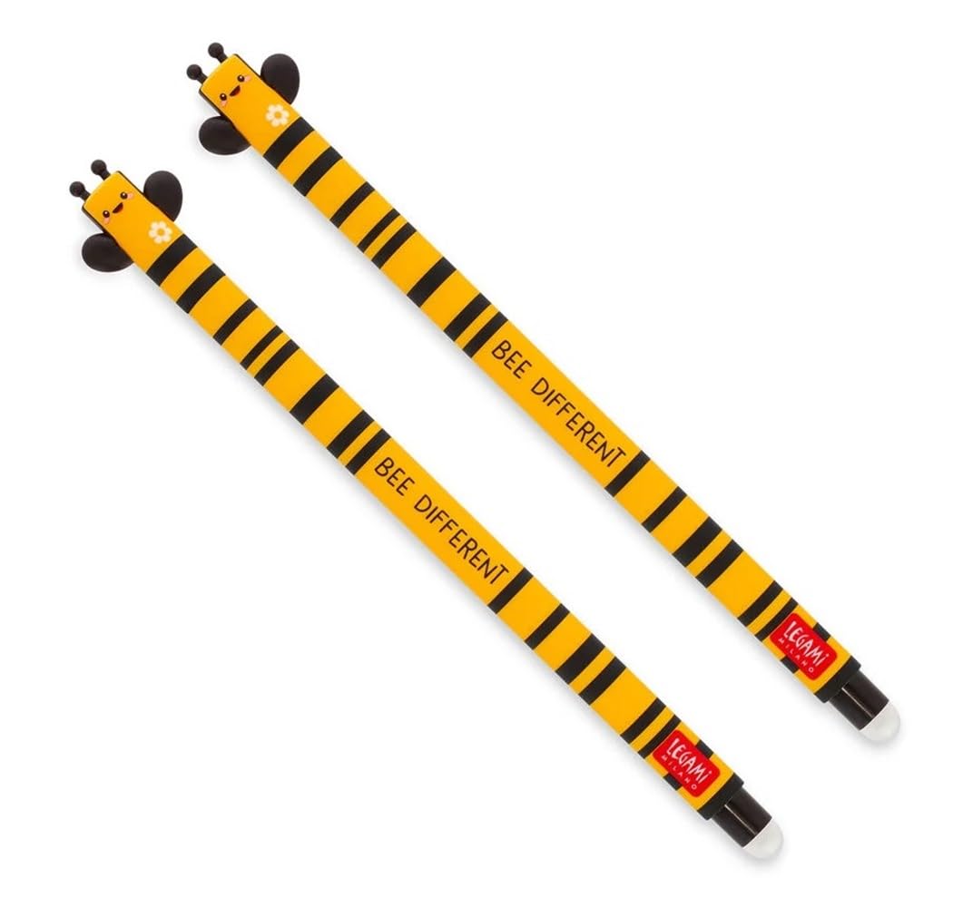 LEGAMI Bolígrafo de gel borrable de abeja, tinta termosensible, diámetro de punta de 0,7 mm, longitud de 15 cm, tinta negra (2 bolígrafos)