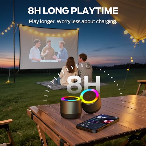 Image of Monster S270 Bluetooth Speaker, Mini Portable Speaker with 360 Surround Sound, Bluetooth 6.0, Colorful Lights, TWS Paring, IPX6 Waterproof Wireless Speaker for Hiking, Cycling, and Indoor Activities