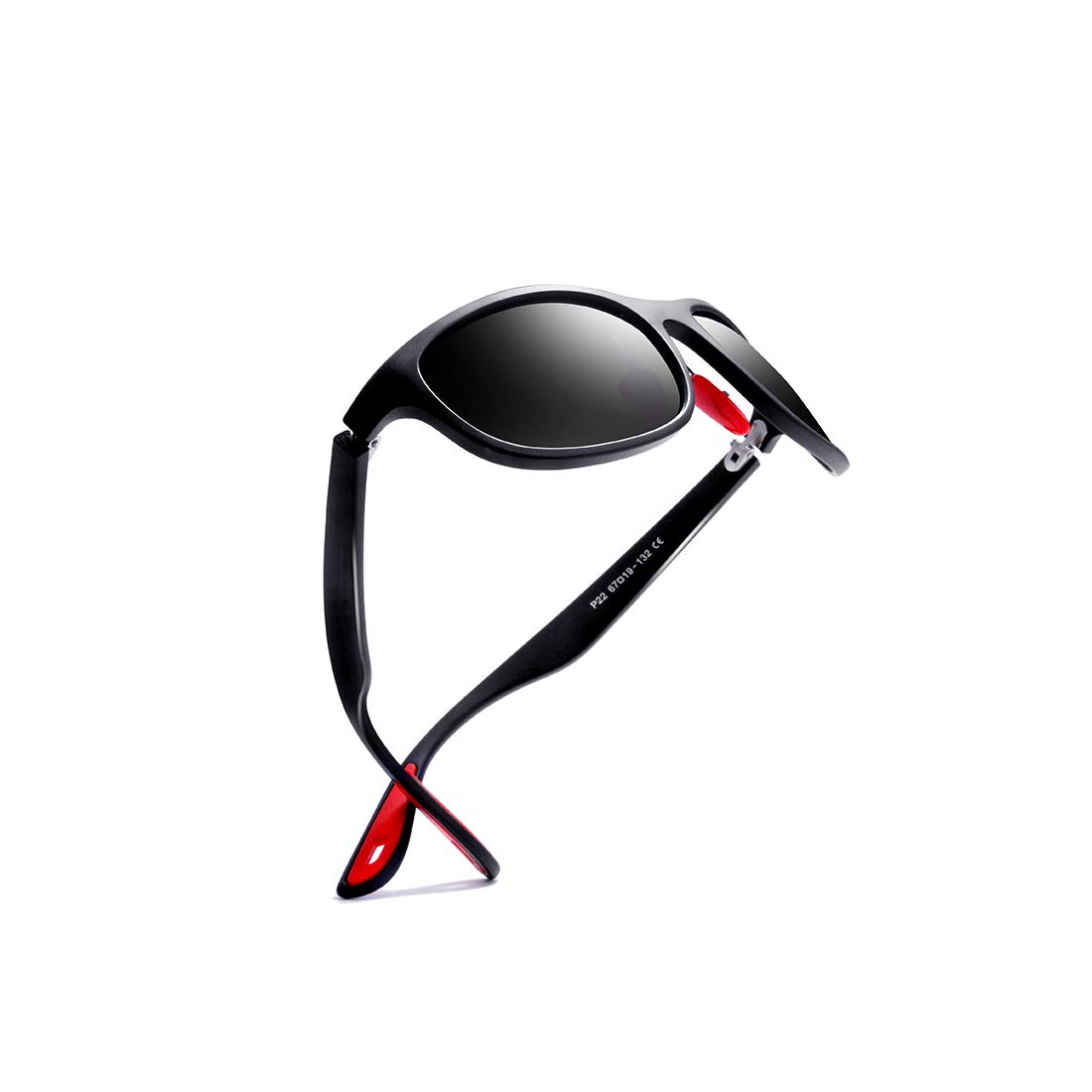 Kimorn Polarized Sunglasses For Men Goggle Sport Oval Frame Red Rubber Temple K0624