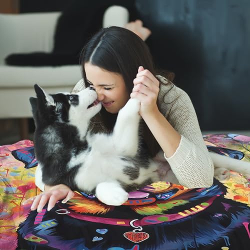 ALIFAFA Rottweiler Blanket Gifts, Cute Colorful Splash Rottweiler Dog Throw Blanket, Rottweiler Gifts for Men Women Kids, Rottweiler Lovers Gifts, Cozy Plush Rottweiler Accessories,60"x50" - Image 6