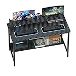 WOODYNLUX Computer Desk with Shelves, 43 Inch Gaming Writing Desk, Study PC Table Workstation with Storage for Home Office, Living Room, Bedroom, Metal Frame, Carbon Black - Image 4