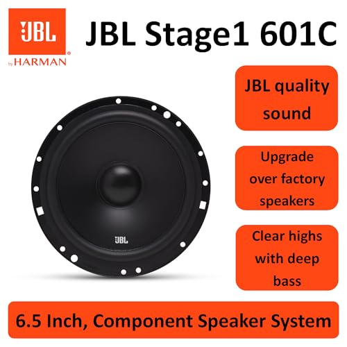 JBL Stage1 601C 2-Wege KFZ Soundsystem von Harman Kardon - 200 Watt Komponenten Auto Lautsprecher Boxen Set mit 16 - 17 cm Einbau Autolautsprecher und Hochtöner, Black