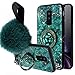 YSIMEE Compatibile con Cover Samsung Galaxy S9 Plus Custodie Glitter Sparkle Bling Hard PC + TPU Silicone [Anello Strass Staffa] in Peluche Sottile Gomma Anti-Graffio Antiurto Gel Bumper Case,Verde