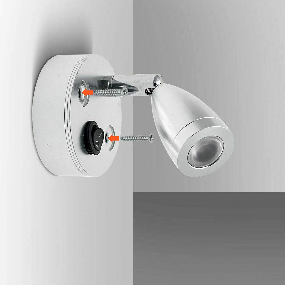 Luci di lettura spot a LED, luci interne 2PCS 12V con interruttore per camper Camper Caravan Van Boat, luce bianca