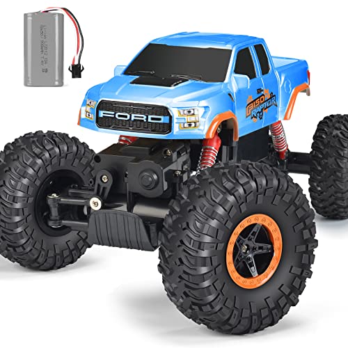 DOUBLE E RC Car 4WD 2 Motors Monster Trucks for Boys, 11 Inches Off Road Crawler Vehicle Truck Toy with Rechargeable Battery Gift for Girls 6 7 8 9 10 11 12 Years-White