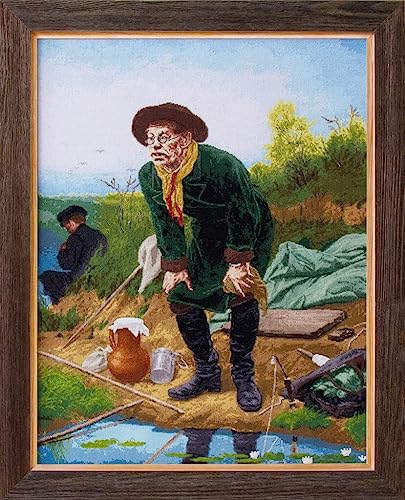 Kit de broderie au point de croix adultes idée cadeau peintre pêcheur 18 CT