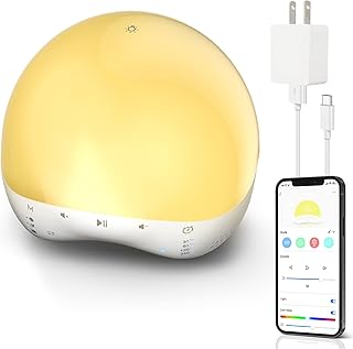Sound Machine Baby Portable Night Light White Noise Portable Lamp APP & Voice Control 25 Soothing Sounds Sleep Achine RGB Color Changing Timer Noise Machine Baby/Adults White
