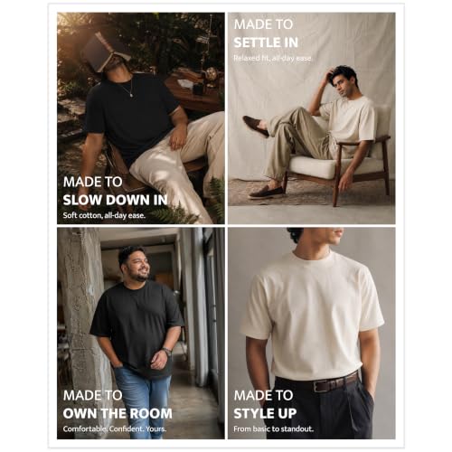 Image of Men's Pure Cotton Oversized Fit Round Neck T-Shirt