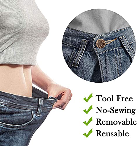 Image of 6pcs Detachable Button for Jeans 6 Styles No Sew Metal Buttons for Denims Waist Extender Button Removable Reusable Instant Button Without Sewing for Trousers Pants Bags Skirt (Style C)