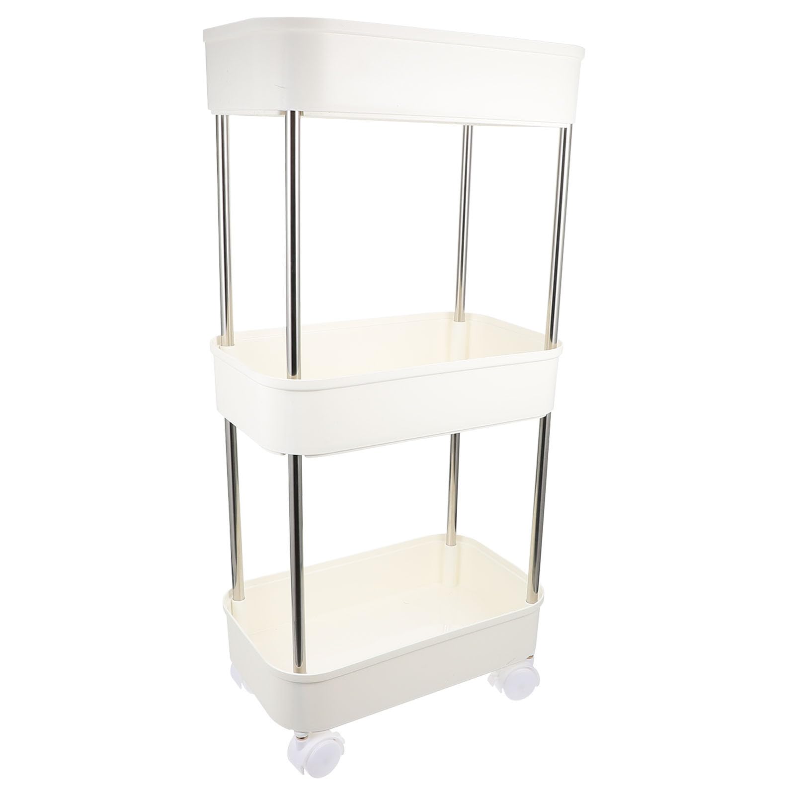 Carrello Portaoggetti per Cucina a Tre Livelli, Plastico Bianco