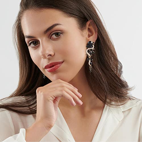 Fashion Rhinestone Statement Drop Dangle Earrings Long Colorful Crystal Bridal Wedding Teardrop Chandelier Earrings for Women Prom Pageant3
