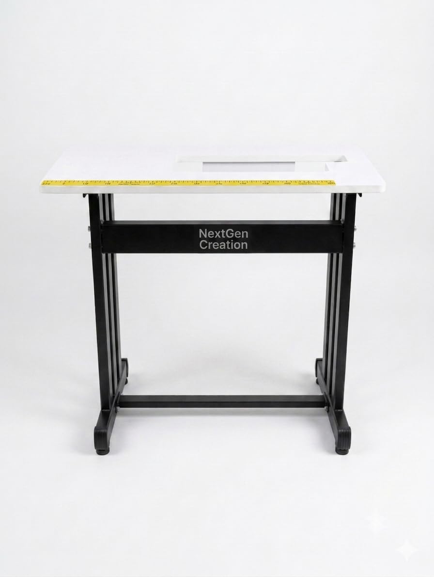 Sewing Machine Extension Table Top with Heavy Duty Metal Stand, 19 mm HDMR Board, Sewing Table Workstation, Custom Name Logo Engraving, Compatible with USHA Janome Allure DLX — Amazon image 5
