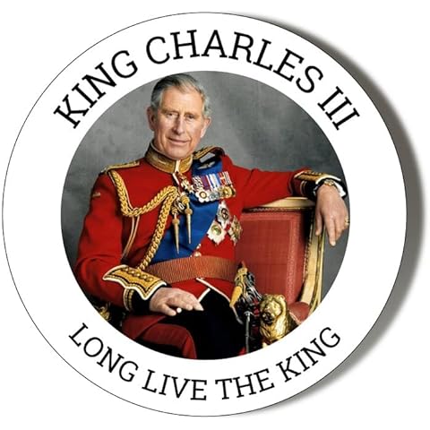 Gift Insanity King Charles III - Long Live the King - 58mm LARGE MAGNET, White Cover