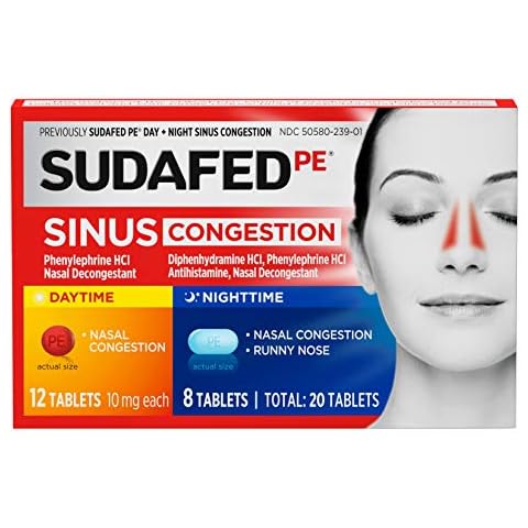 Sudafed PE Day and Night Sinus Pressure & Congestion Tablets, 20 Count Cover