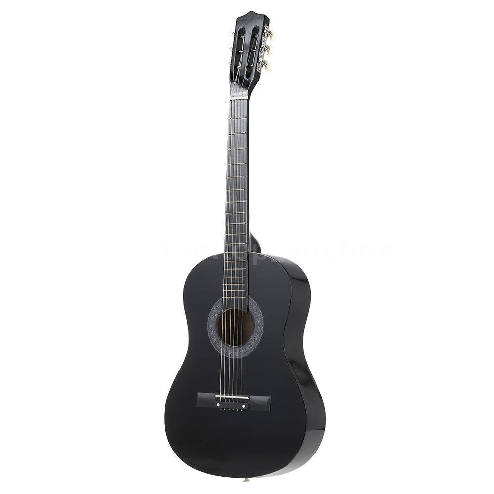 38" BLACK Acoustic Starter Guitar (7/8 Size) & DirectlyCheap(TM) Translucent Blue Medium Guitar Pick