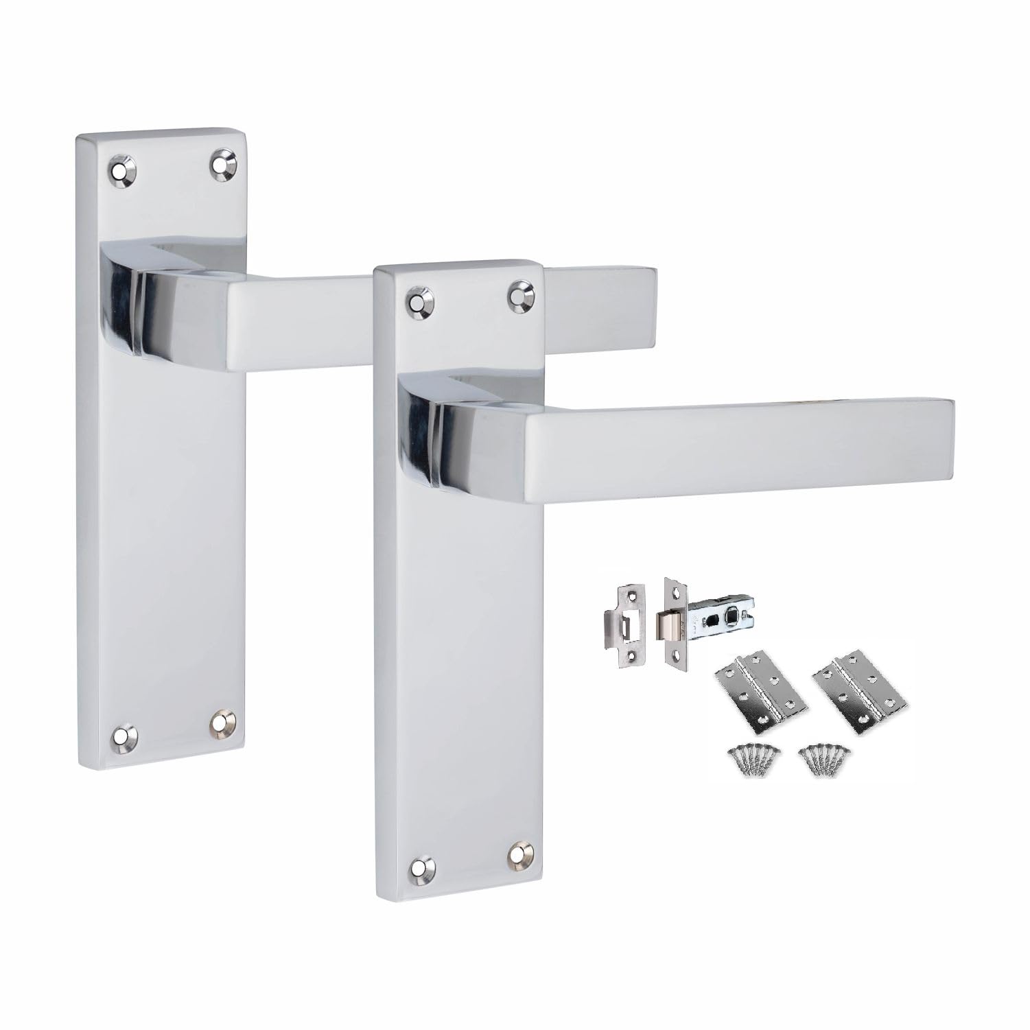 Golden Grace Victorian Straight Delta Door Handle Polished Chrome 150 x 40mm
