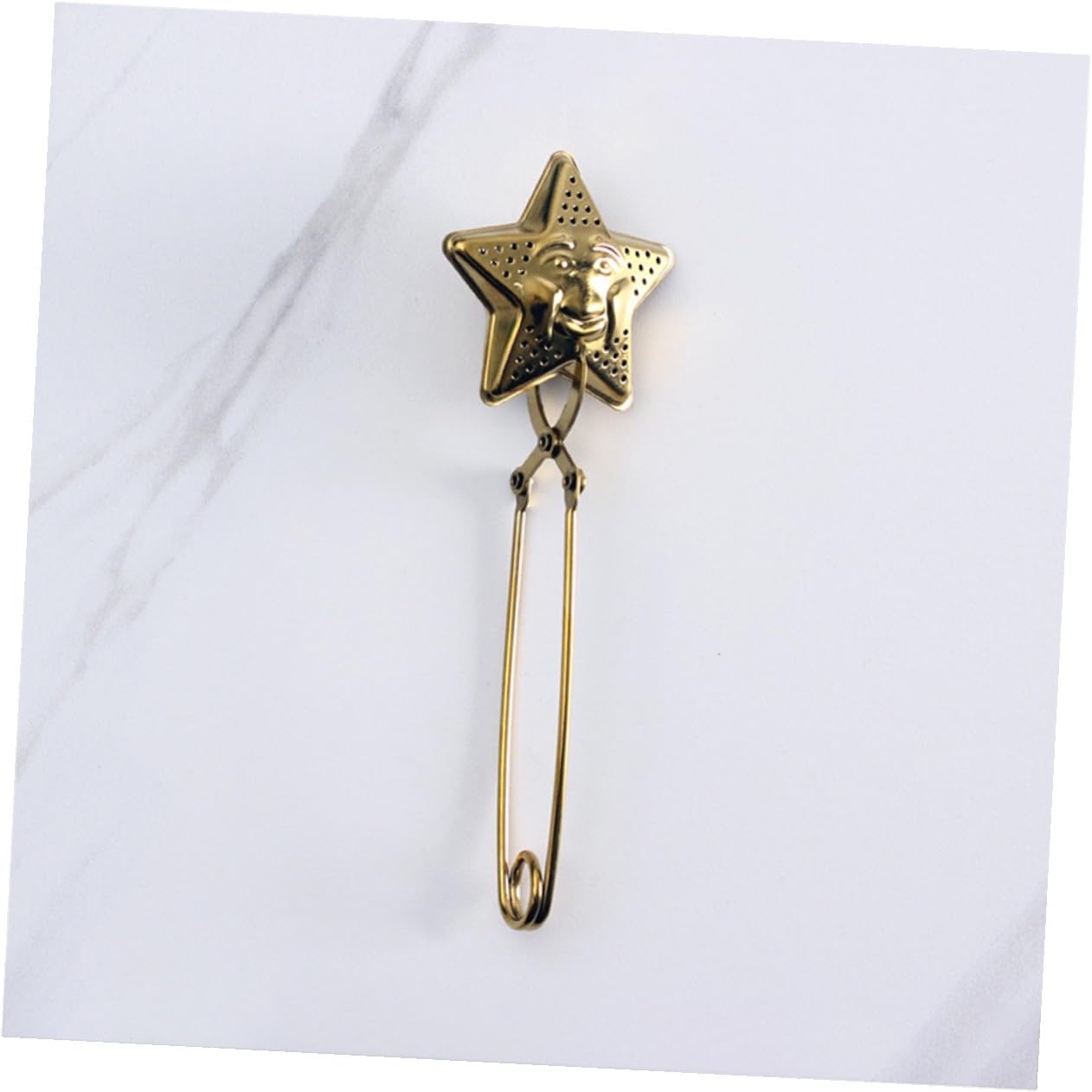 jojofuny Filtre à Thé en Acier Inoxydable Doré avec Motifs Étoiles et Lune, Infuseur Léger et Solide pour Thé en Vrac, Accessoire pour Infusion à Domicile