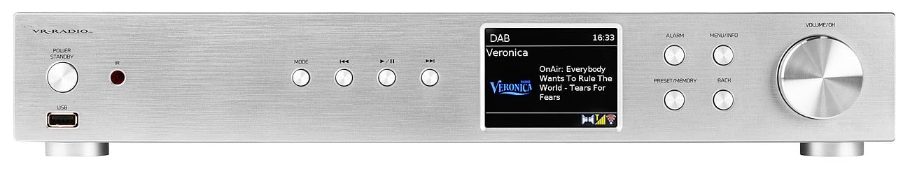 VR-Radio Internet Tuner: Digitaler WLAN-HiFi-Tuner, Internetradio, DAB+, Bluetooth, Silber (DAB für Stereoanlage, Receiver mit Internetradio, Music)