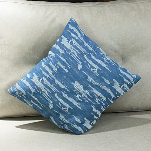 Kakouvik 18" Pack Of 2 Denim Throw Pillow Covers Personality Design Pillow Cover Decorative For Livingroom Sofa Square Pillowcase Soft Solid Cushion Case For Spring Sofa Bedroom Car Yarn Jacquard Blue #TOP4
