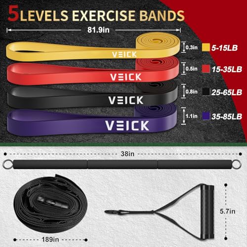 Image of VEICK Pull Up Resistance Bands Set, Heavy Stretch Workout Bands, Fitness Assistance Bands for Men Women, Portable Exercise Equipment for Home Gym Office Travel