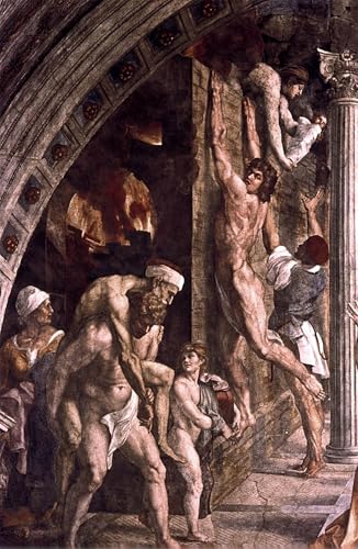 Affiche l'incendie du Borgo Raffaello pour décoration murale salon élégant