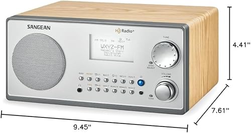 Miniatura 9 de Sangean HDR-18 HD Radio/FM-Stereo/AM Gabinete de madera Mesa Radio plata