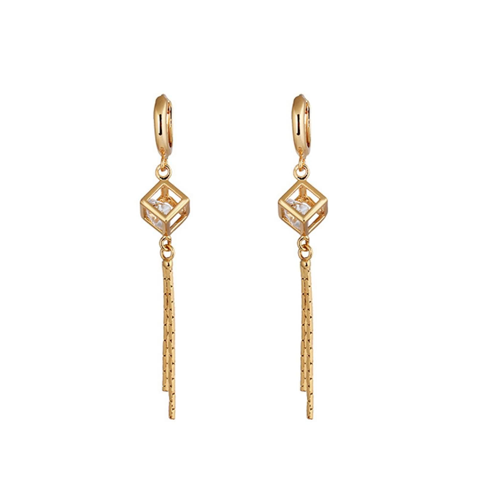 AMDXD Pendientes de oro amarillo de 18 quilates Au750, pendientes de aro con moissanita, pendientes para mujer, pequeños oro 750