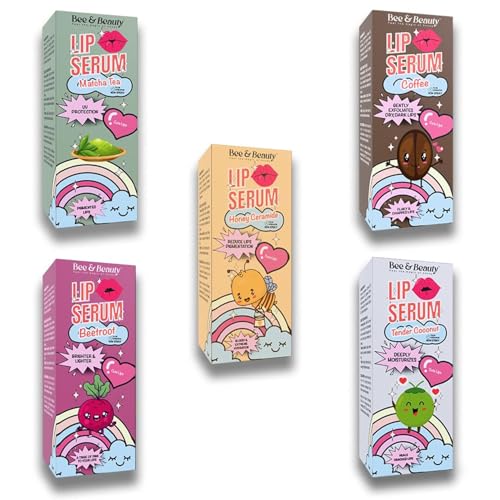 Image of Bee & Beauty Moisturizing Lip Serum Roll On Combo - 5ml Each | With Natural Flavours | Nourishes, Hydrates and Gently Exfoliates | For Men and Women | Natural Pink Lip Roll On For Daily Lip Care