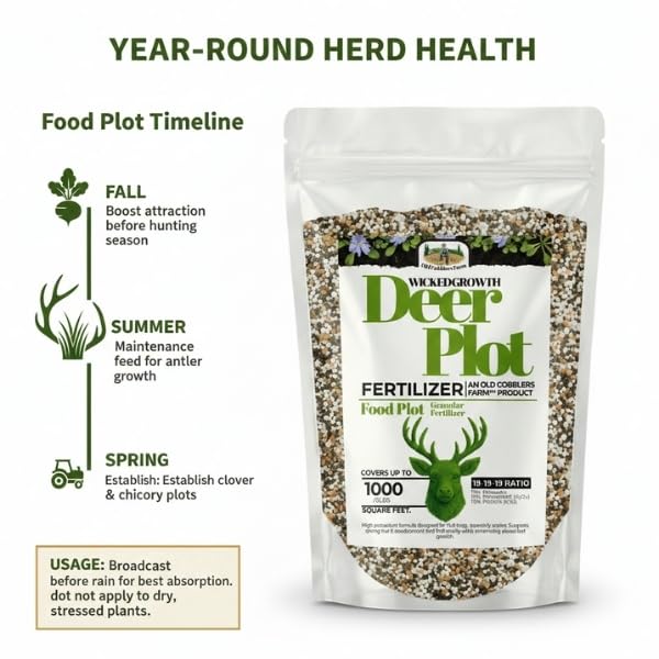 Old Cobblers Farm™ Wicked Growth Wildlife Deer Plot Fertilizer - Perfect Blend for Deer, Turkey & Game - Balanced NPK for Robust Growth (5 lbs | 10 lbs | 15 lbs | 20 lbs) (15 lbs)