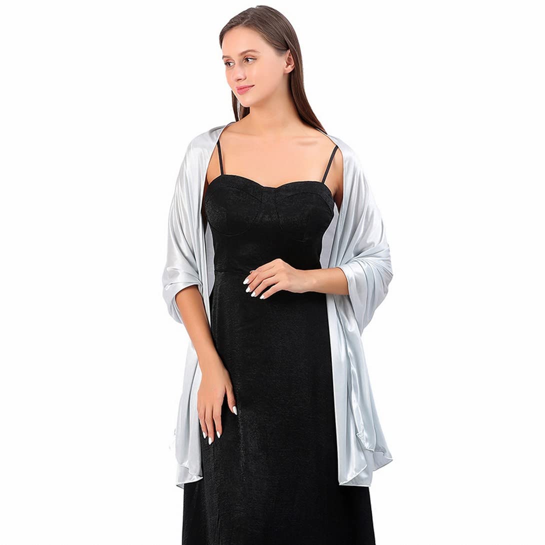 Femme Elégant Châle En Satin Stola Pour Mariages Écharpe Foulard Pashmina pour Soirée Cérémonies Fêtes