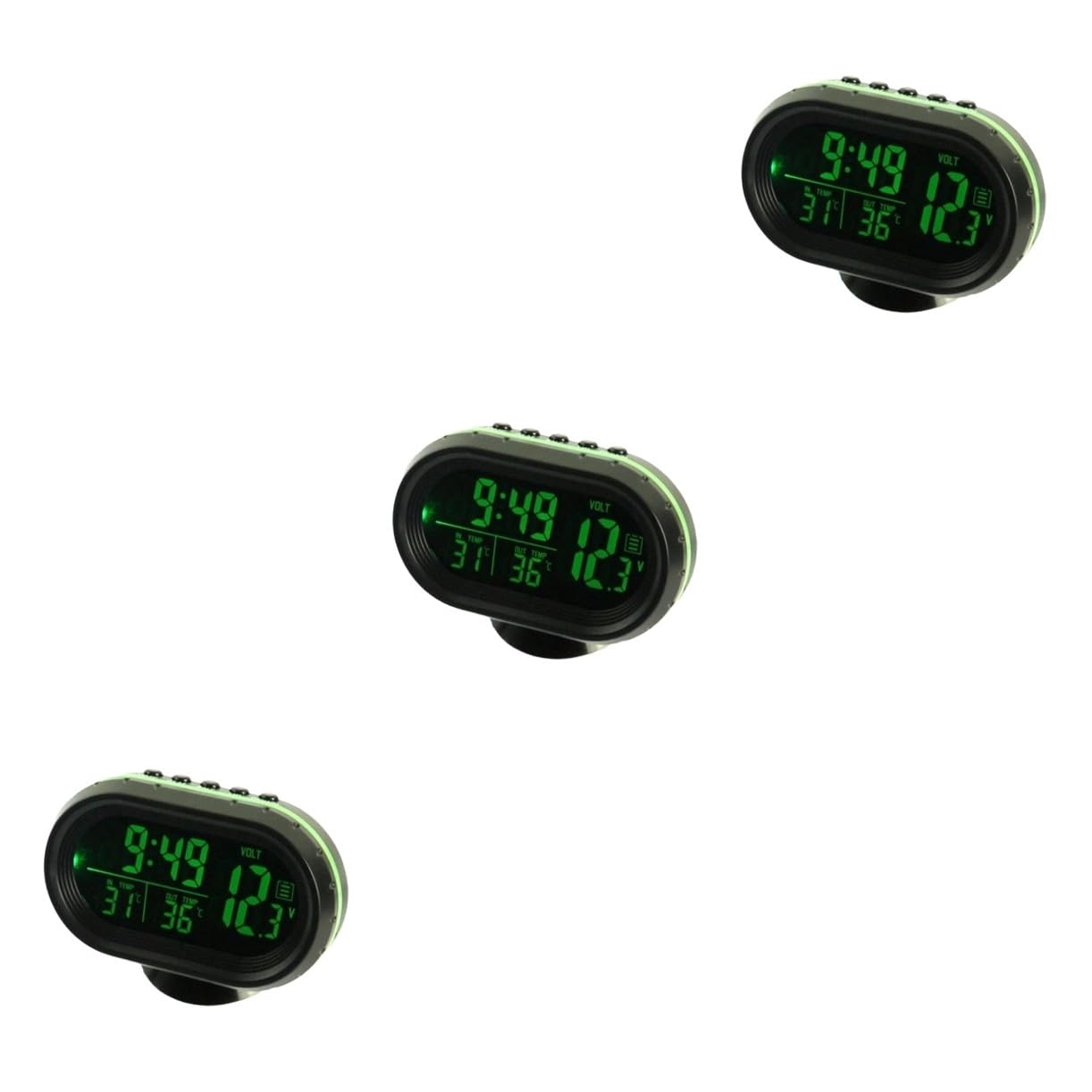 CALLARON 3piezas Reloj Digital Lcd Para Salpicadero De Coche Con Calendario y Soporte Fácil Instalación Adhesivo Color Verde
