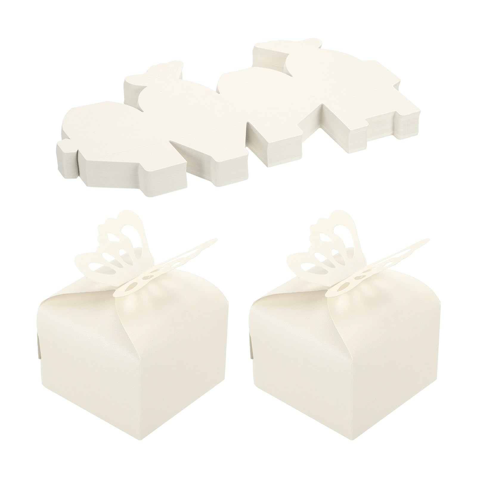 PATIKIL 6cm x 6cm x 5.5cm Favor Boxes, 60 Pcs Candy Party Butterfly Gift Boxes for Wedding Mother's Day Easter Anniversary Christmas Graduation Celebration, Fantasy Cream