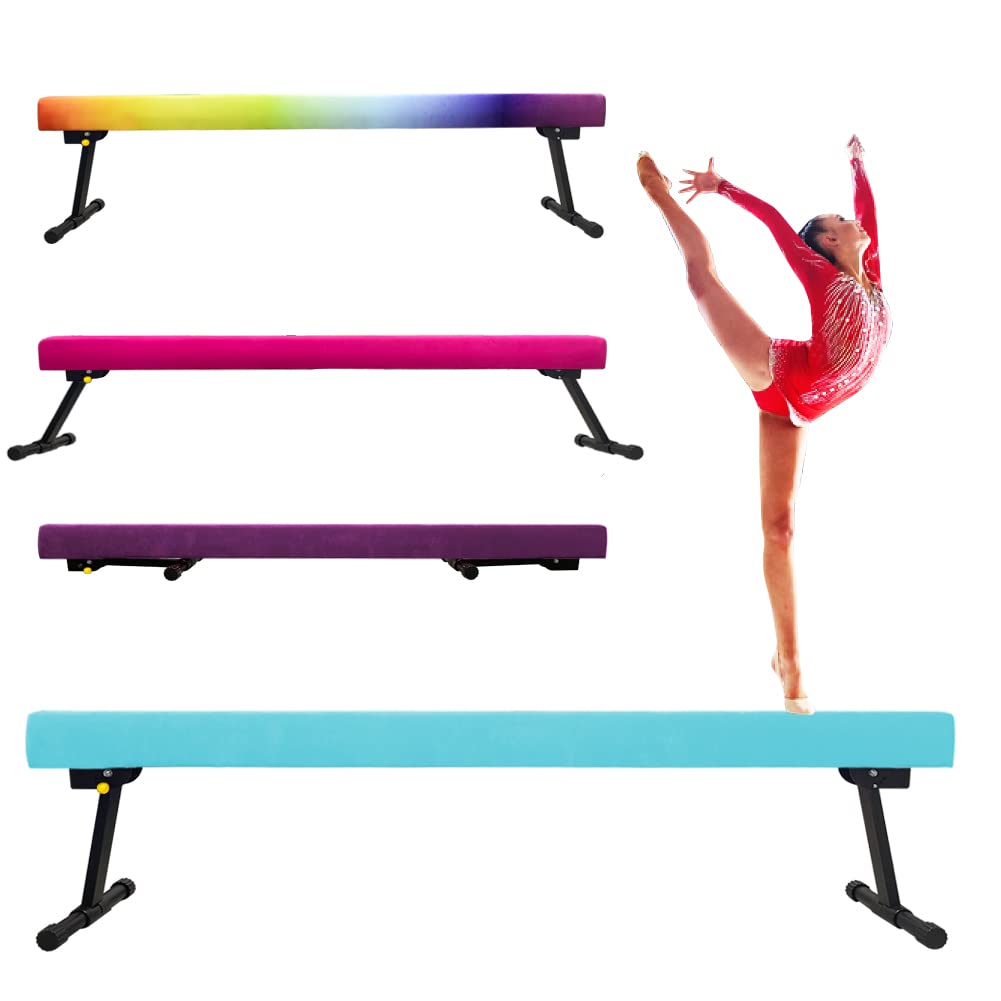 8FT Adjustable&Foldable Gymnastics Balance Beam,Home Gym Equipment,Easy Assembling and Storage,No Tool Require,for Kids Children Girls Training