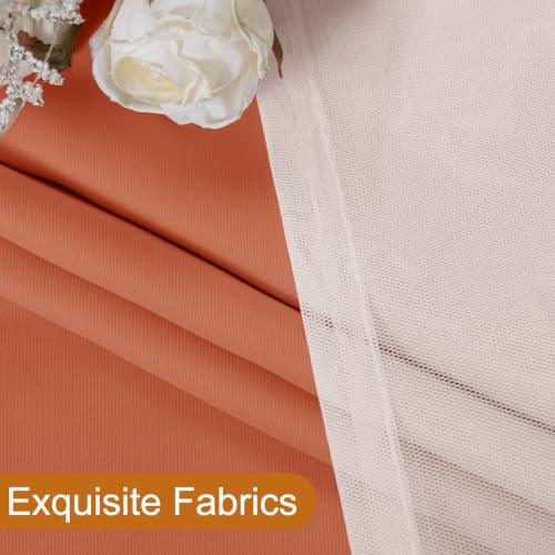 Image of DWCN Orange Blackout Curtains with Sheer Overlay with Tiebacks 63 Inch Long | Mix & Match Double Layer Window Panels for Bedroom Living Room Drape, Grommet Top, 52 inch Wx63 inch L, Burnt Orange, Set of 2