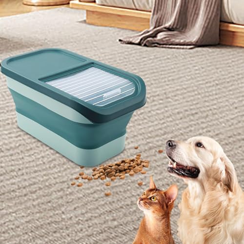 CEWIFO Hundefutter Aufbewahrung 6-8 kg luftdicht mit Klappdeckel Rädern, große Faltbare Futterbox für Hund & Katze futtertonne Hund