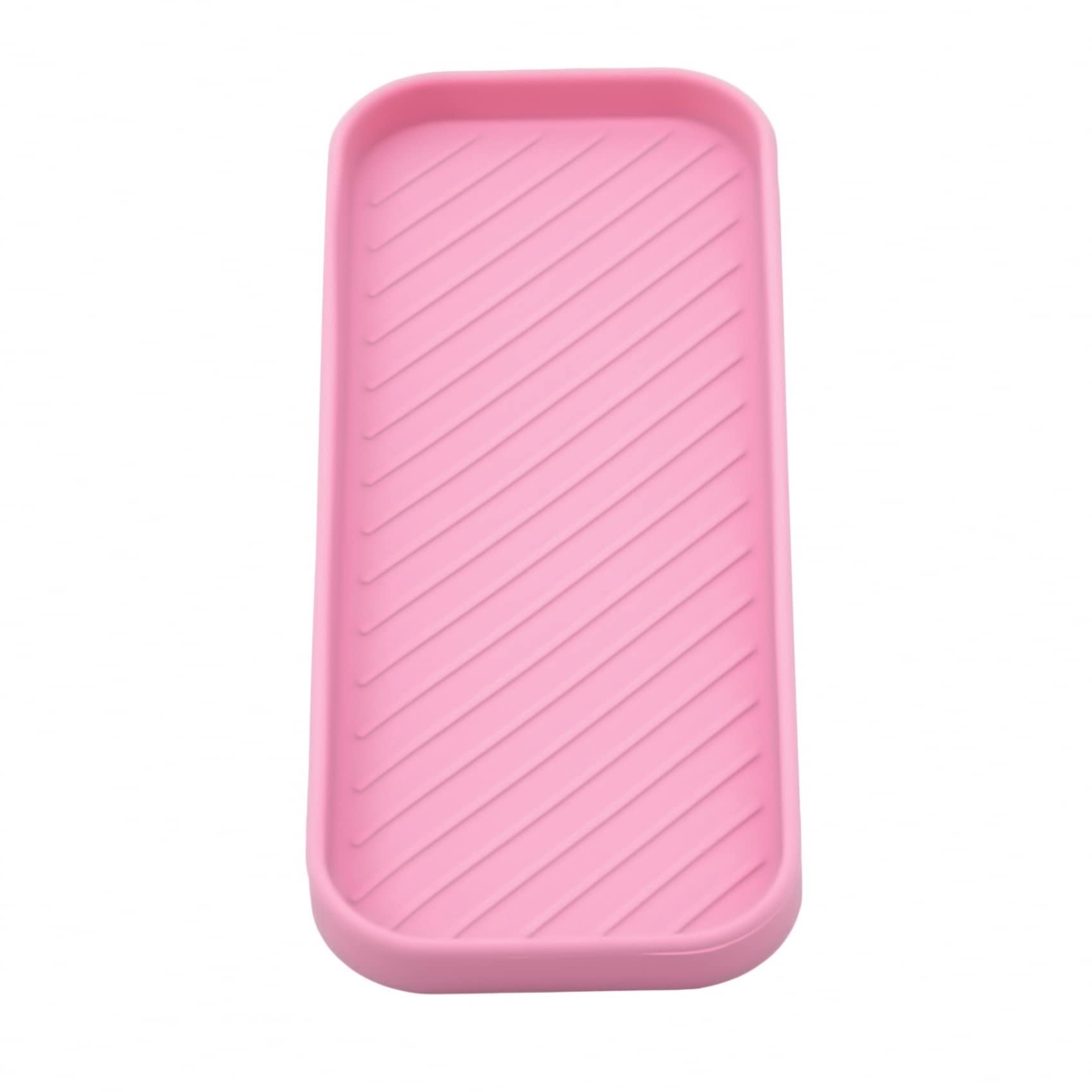 Mvude Multi-Purpose Silicone Tray Modern Flexible Kitchen Sink Organizer Tray Practical Household Gadgets for Bottle Sponge,Pink