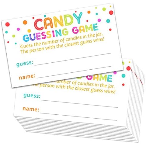 Yangmics Direct 60 Candy Guessing Game Cards - Guess How Many in the Jar Game Tickets-Baby Shower Party Collection Cover